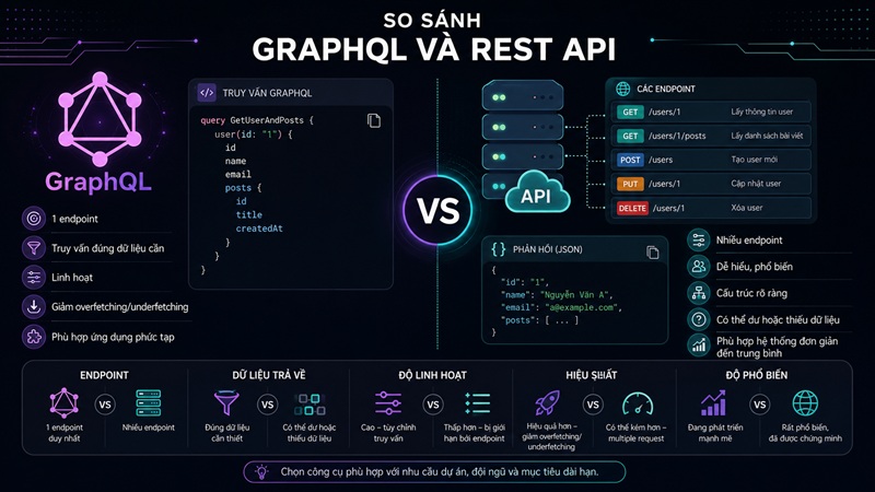 so sánh graphql và rest api